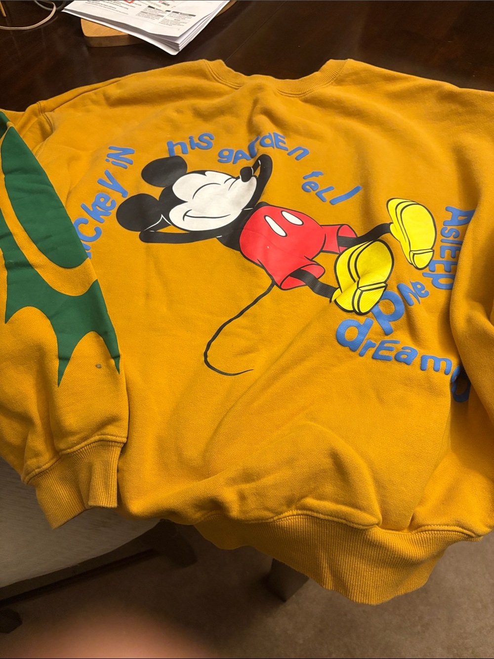 Disney Mustard Yellow Mickey Graphic Crewneck Sweatshirt